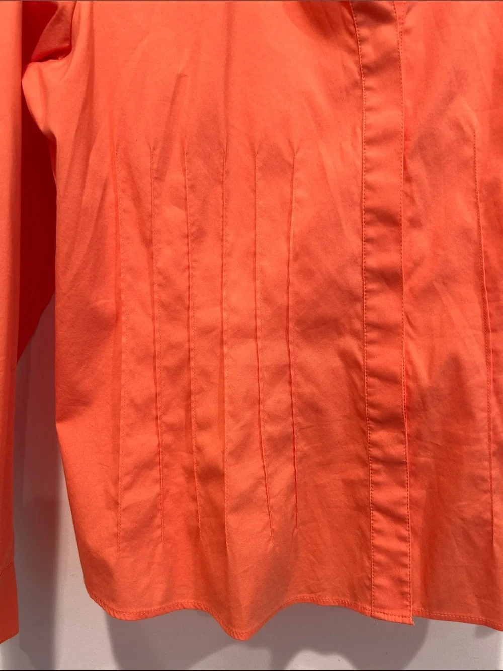 Lafayette 148 New York Orange v neck  Button-Down Shirt women’s 12 large - Picture 4 of 6